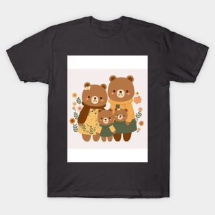 Cute Cartoon Bear Family T-Shirt